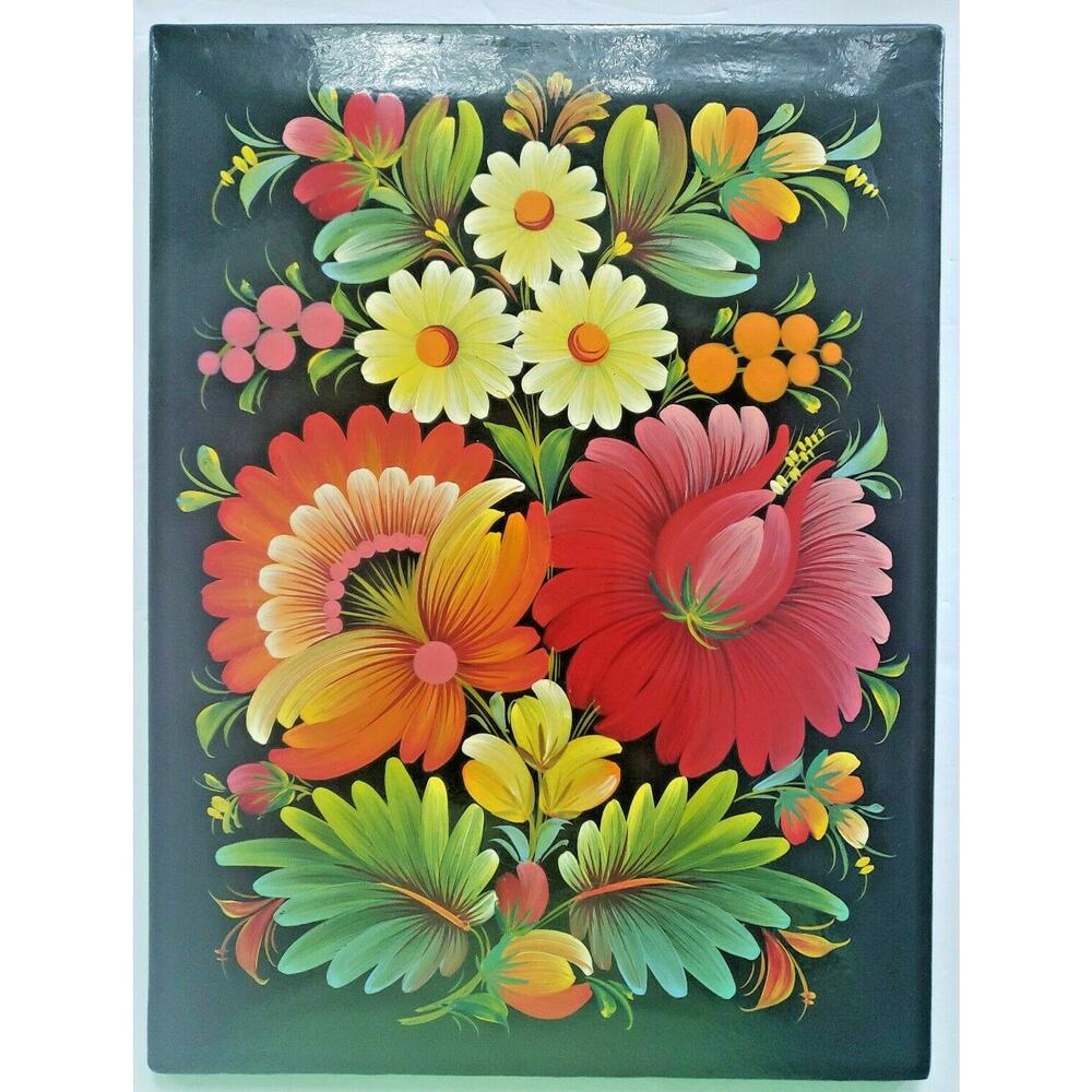 Vintage Russian Ukrainian Painting Wall Hanging From USSR Handmade wooden RAREF7